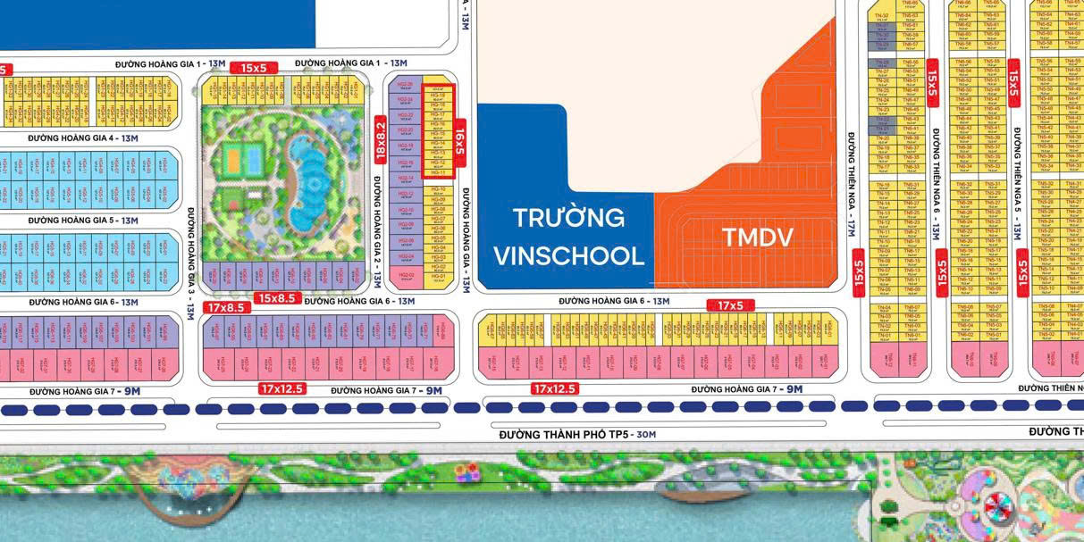 Cho thuê liền kề 80m², hướng Tây Nam, đối diện Vinschool tại tiểu khu Hoàng Gia