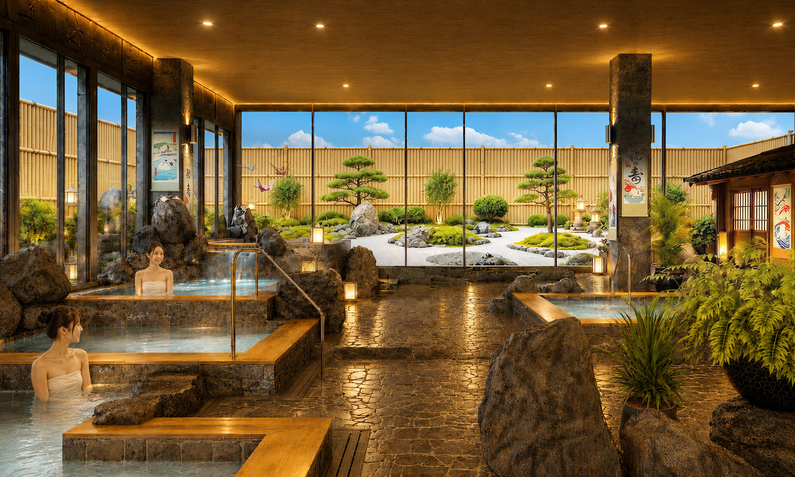 Không gian tắm khoáng ONSEN