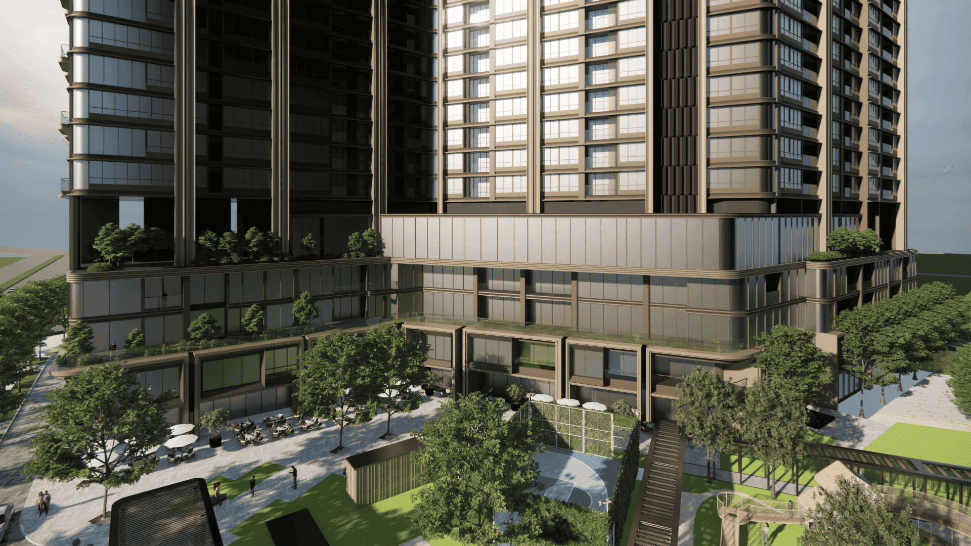 Tiện ích tầng 5 tòa M1 view từ ngoài